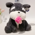 Simpatico cucciolo di schnauzer peluche bambola con cordino, morbido animale di peluche per ragazze. - Pantofola Rossa / Altezza circa 21 cm