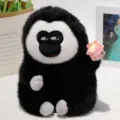 Simpatica scimmia di peluche dalla faccia bianca con fiore di loto, morbido bambola regalo. - Loto Nero