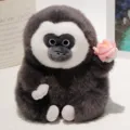 Simpatico peluche di scimmia saki dalla faccia bianca con fiore di lotus regalo carino. - Loto Grigio Scuro