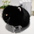Borsa a tracolla in peluche nera soffice simpatico animale imbottito bambola borsetta moda - Simulazione Gatto Nero Sdraiato / 40CM / Nero