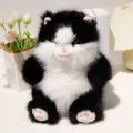 Simpatico gatto di peluche nero e morbido, bambola di animale imbottito come regalo per bambini. - Simulazione Gatto Nero Grasso Seduto