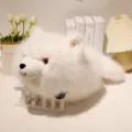 Borsa a mano in peluche animale bianca, variante borsa a tracolla giocattolo volpe pelosa. - Simulazione Volpe Bianca Sdraiata