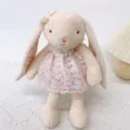 Cute lop-eared plush bunny toy with pink floral lace dress soft stuffed doll bag pendant - Pink Floral Dress