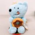 Adorabile peluche di cucciolo blu che tiene un cuscino a ciambella, morbida bambola. - Stile Ciambella Seduto / 25cm