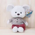 Simpatico peluche di topo con camicia a fiori e pantaloni rossi, morbido animale di stoffa. - Topo Maschio / Piccolo 32cm