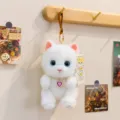 Simpatico gatto di peluche portachiavi morbido gattino borsa ciondolo con collana a cuore brillante - Gatto Chinchilla