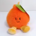 Simpatico peluche di arancia con gambe a coste e foglia verde, morbida bambola imbottita. - Circa 15cm / Mandarino