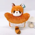Morbido cuscino di peluche panda rosso soffice animale giocattolo con tasca anteriore e coda. - Cuscino Panda Rosso