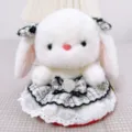Simpatica bambola di peluche con coniglio e abito in tweed, morbido peluche regalo. - Coniglio Tweed Balletto-Nero e Bianco