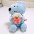 Simpatico cane di peluche blu giocattolo di peluche con secchio di popcorn regalo morbido - Stile Popcorn Seduto / 35cm / Blu