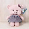 Cute pink plush pig doll toy wearing grey mesh dress soft stuffed animal gift for kids - Female Pig