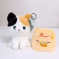 Cute calico cat plush toy keychain with hood, soft stuffed animal doll bag pendant gift. - Calico Cat