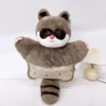 Cute raccoon plush toy pillow with tail and pocket, soft stuffed animal cushion for kids room. - Raccoon Pillow