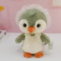 Simpatico pinguino di peluche verde con cuffia in pizzo e fiocco, morbida bambola per ragazze. - Verde / Piccolo Altezza Circa 28cm