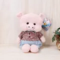 Cute plush pig toy with floral outfit and blue shorts, soft stuffed animal gift for kids. - Male Pig
