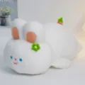 Simpatico coniglietto di peluche bianco con orecchie pendenti, morbido cuscino bambola. - Cuscino Spesso Coniglio Orecchie Pendenti 45cm