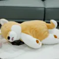 Simatico cuscino di peluche Shiba Inu addormentato, morbido cane di peluche per decorare la stanza. - Shiba Inu Testa Inclinata (55cm) / Giallo