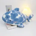 Cute blue tie-dye shark plush pillow, soft stuffed animal doll for kids and home decor. - Deep Blue Mottled Shark