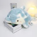 Blue and white tie-dye plush dolphin pillow, cute soft stuffed animal toy for kids and home decor. - Light Blue Dolphin