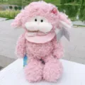 Simpatico peluche pecora riccia rosa, morbida bambola agnello per bellissimo regalo bambini. - Mousse Piccola Pecora Seduta - Rosa