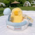 Adorabile peluche di anatra gialla in vasca blu con doccia, morbida bambola regalo di compleanno. - Bagno Schiuma - Anatra Gialla