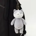 Portachiavi gatto di peluche grigio, simpatico gattino addormentato per zaino e borsa. - Gatto Grigio