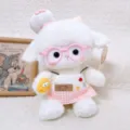 Cute plush lamb toy with chef hat glasses and pink checkered apron for kids and girls gift. - Pink Plaid Skirt Little Sheep