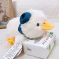 Cute white duck plush toy with blue berry hat, soft stuffed animal doll for birthday gift and room decor. - Lying Blueberry Luck / 48cm / Blue & White