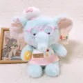 Cute blue elephant plush toy chef doll with pink glasses and apron soft stuffed gift - Pink Plaid Skirt Blue Elephant