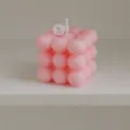 Pink bubble scented candle cube aesthetic soy wax aromatherapy romantic home decor gift - White Peach Oolong Scent / Pink
