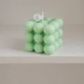 Green bubble cube scented candle soy wax aromatherapy birthday gift home decor size 6cm - Green