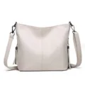 Casual PU lederen emmertas met kwastjes, stijlvolle schoudertas crossbody tas voor dames. - Wit