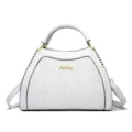 Elegante witte handtas met krokodillenmotief en kant, ruime stijlvolle schoudertas voor dames. - Wit