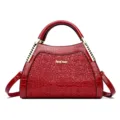 Rode krokodillenpatroon kant schoudertas vrouwen grote capaciteit crossbody tas - Rood