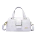 Borsa a mano bianca con stampa coccodrillo e pizzo floreale, borsa a tracolla da donna. - 23*12*18 / Bianco