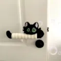 Cute black cat door handle cover plush protector anti-static home decor detail view. - Left-Open Style