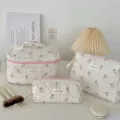 Pink quilted bear cosmetic bag set, large capacity portable makeup organizer and toiletry pouch. - Pink Polka Dot Bear