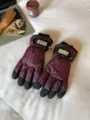 Gants de ski imperméables à carreaux rétro, polaire épaisse chaude hiver plein air. - Noir