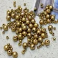 Cuentas redondas de acrílico pintado de oro tamaños surtidos 8-16mm para joyería DIY collares - 8mm / Dorado