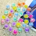 Detalle de cuenta de rosa acrílica, color interior transparente brillante, ideal para joyería DIY. - 12mm / Multicolor