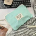 Minimalistische hellgrüne Leinwand Aufbewahrungstasche tragbare Kosmetiktasche für Reise. - S / Mintgrün