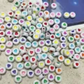 Cuentas de corazon de acrilico blanco 4x7mm abalorios sueltos coloridos para joyeria artesanal movil - 4*7mm / Base Blanca Corazón Colorido