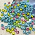 Cuentas redondas planas de smiley acrílico de colores para hacer joyas de bricolaje artesanal - 4*7mm / Multicolor