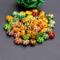 Abalorios de flores de plástico galvanizado 6mm abalorios de rueda para manualidades y zapatos - 4*6mm / Línea Dorada Mixta