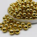 Cuentas redondas sueltas galvanizadas en oro con agujero Cuentas espaciadoras metálicas - Dorado