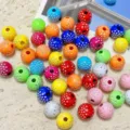 Cuentas redondas de acrilico con diamantes de 8mm, cuentas coloridas de bricolaje para telefono. - 8mm / Multicolor