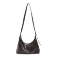 Bolso de hombro hobo marrón liso minimalista de estilo coreano, elegante bolso cruzado. - Café