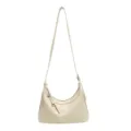 Bolso de hombro hobo beige minimalista, bolso cruzado liso de moda para el trabajo diario. - Blanco Roto
