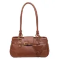 Braune Retro Umhängetasche für Damen, trendige Baguette Tasche, elegante Alltagstasche. - Braun