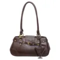 Dunkelbraune Vintage Achseltasche, Retro Baguette Handtasche aus PU Leder mit Schnalle. - Kaffeebraun